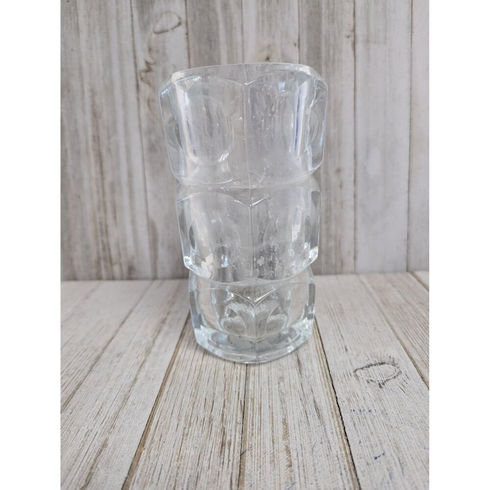 Elements Crystal Art Glass Candle Vase Czech Republic Cubist Style 7” Heavy